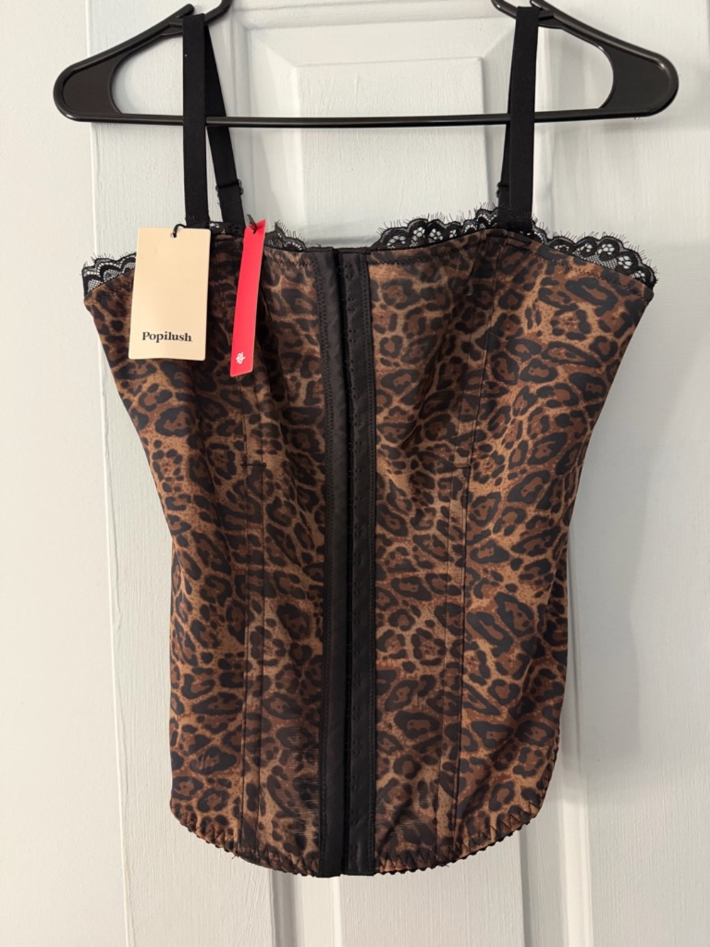 Popilush Leopard Print Corset Top Size Medium - adjustable removable straps